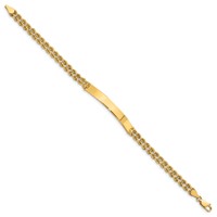 14K Yellow Gold Polished Solid Chain Solid Plate Two-Strand Rope 39.5x 5mm Plate ID Bracelet, 7" view 2