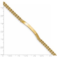 14K Yellow Gold Polished Solid Chain Solid Plate Two-Strand Rope 39.5x 5mm Plate ID Bracelet, 7" view 3