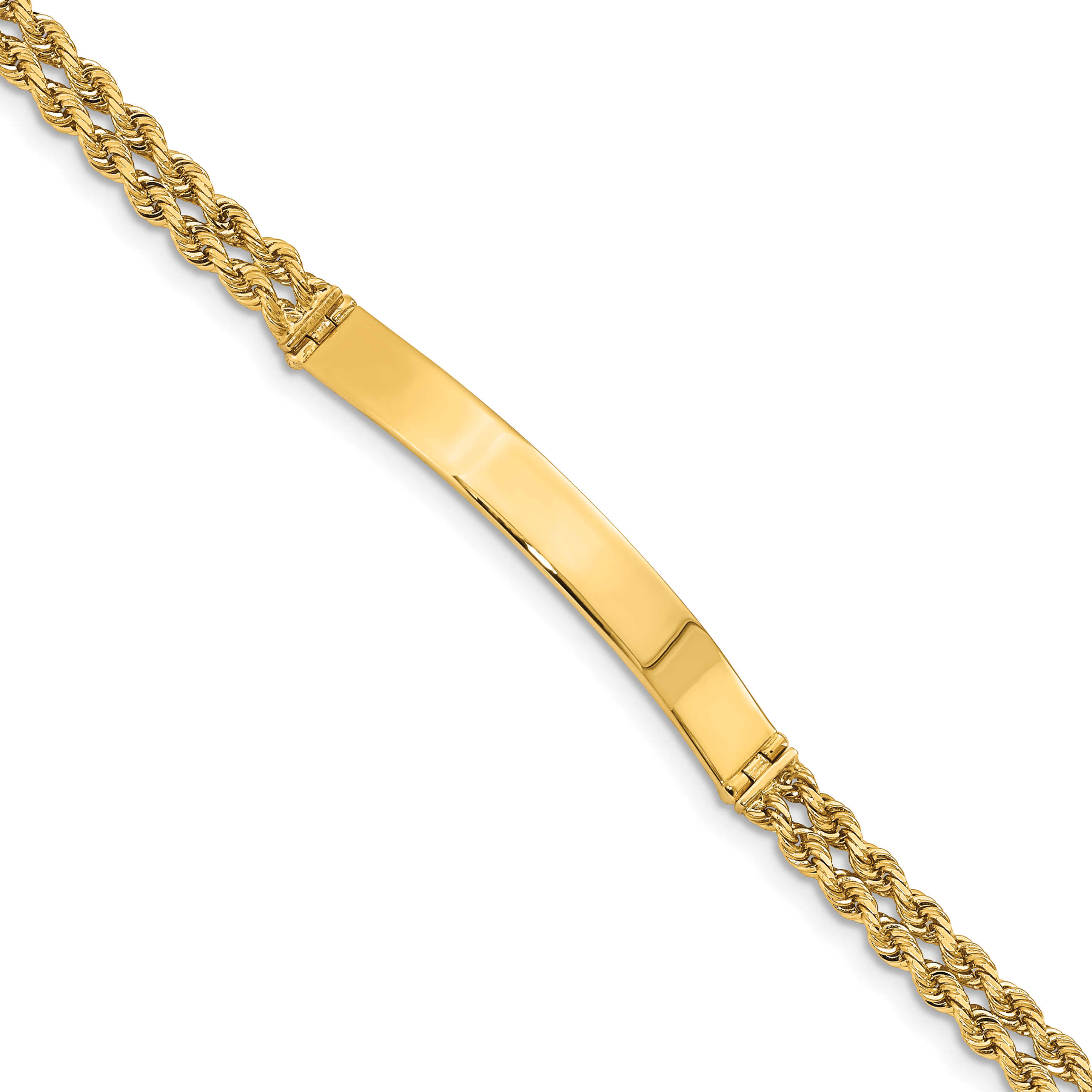 14k Polished Solid Chain/Solid Plate Two-Strand Rope 39.5x5mm Plate 7 inch ID Bracelet (018SD-7)