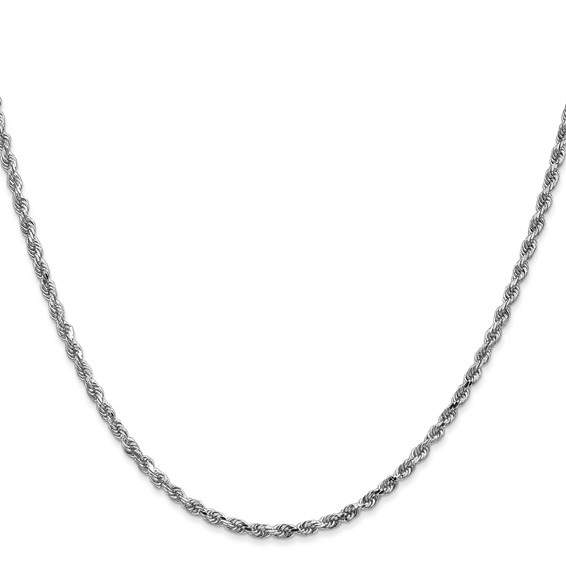 14K White Gold 2.25mm Diamond-cut Rope with Lobster Clasp Chain (per inch)