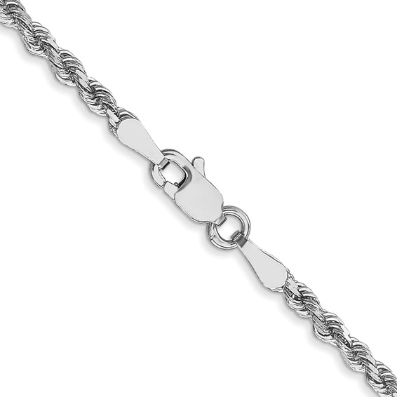 14K White Gold 2.25mm Diamond-cut Rope with Lobster Clasp Chain (per inch)