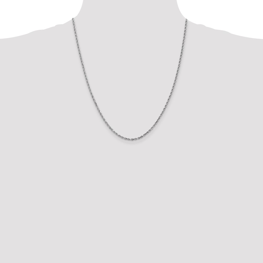 10k White Gold 2.25mm Diamond-cut Rope Chain (10K018W-22)