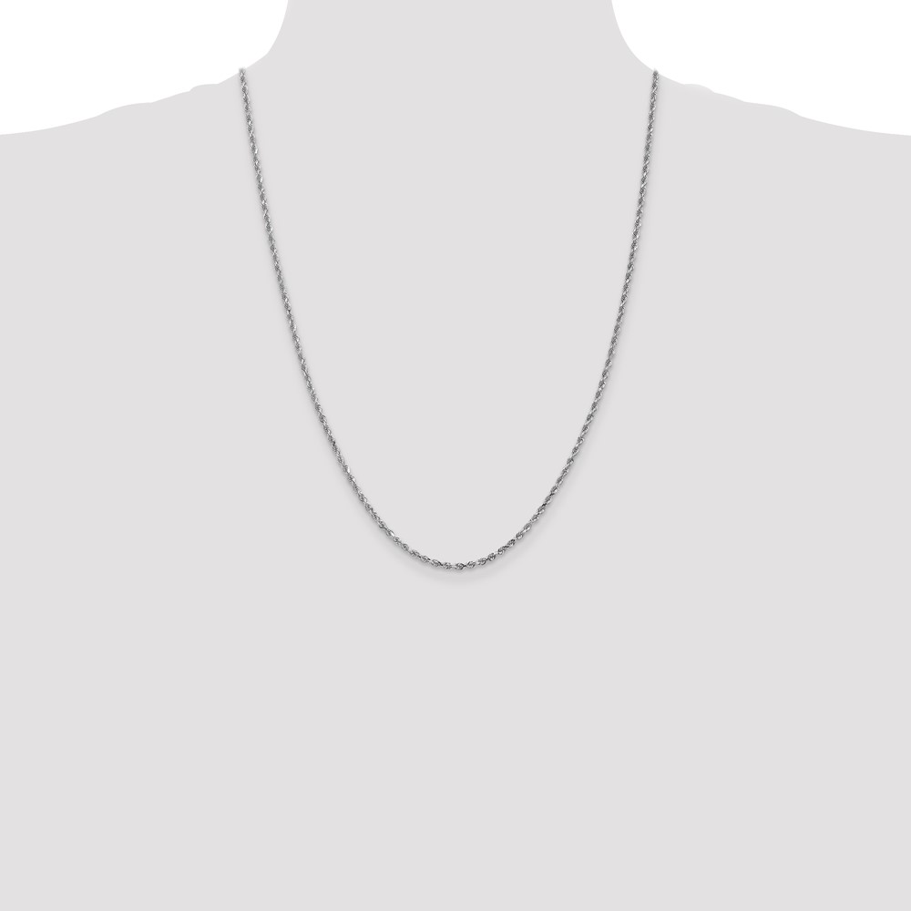 10k White Gold 2.25mm Diamond-cut Rope Chain (10K018W-24)