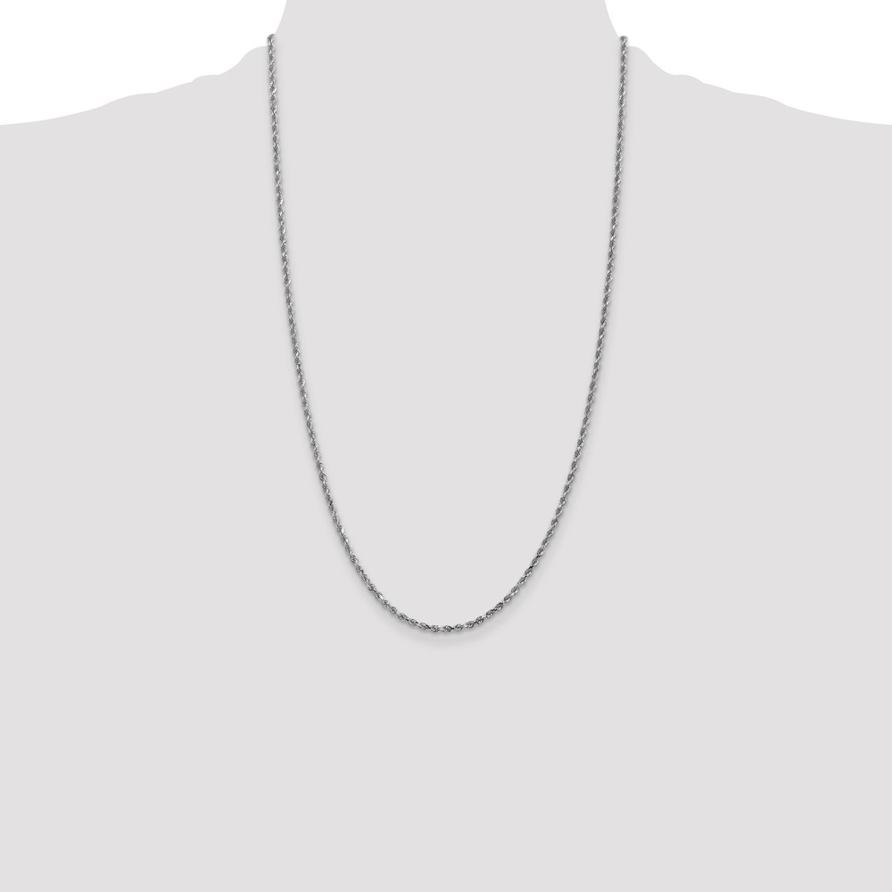14K White Gold 26 inch 2.25mm Diamond-cut Rope with Lobster Clasp Chain (018W-26)