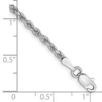 14K White Gold 2.25mm Diamond-cut Rope Chain with Lobster Clasp, 7" view 2