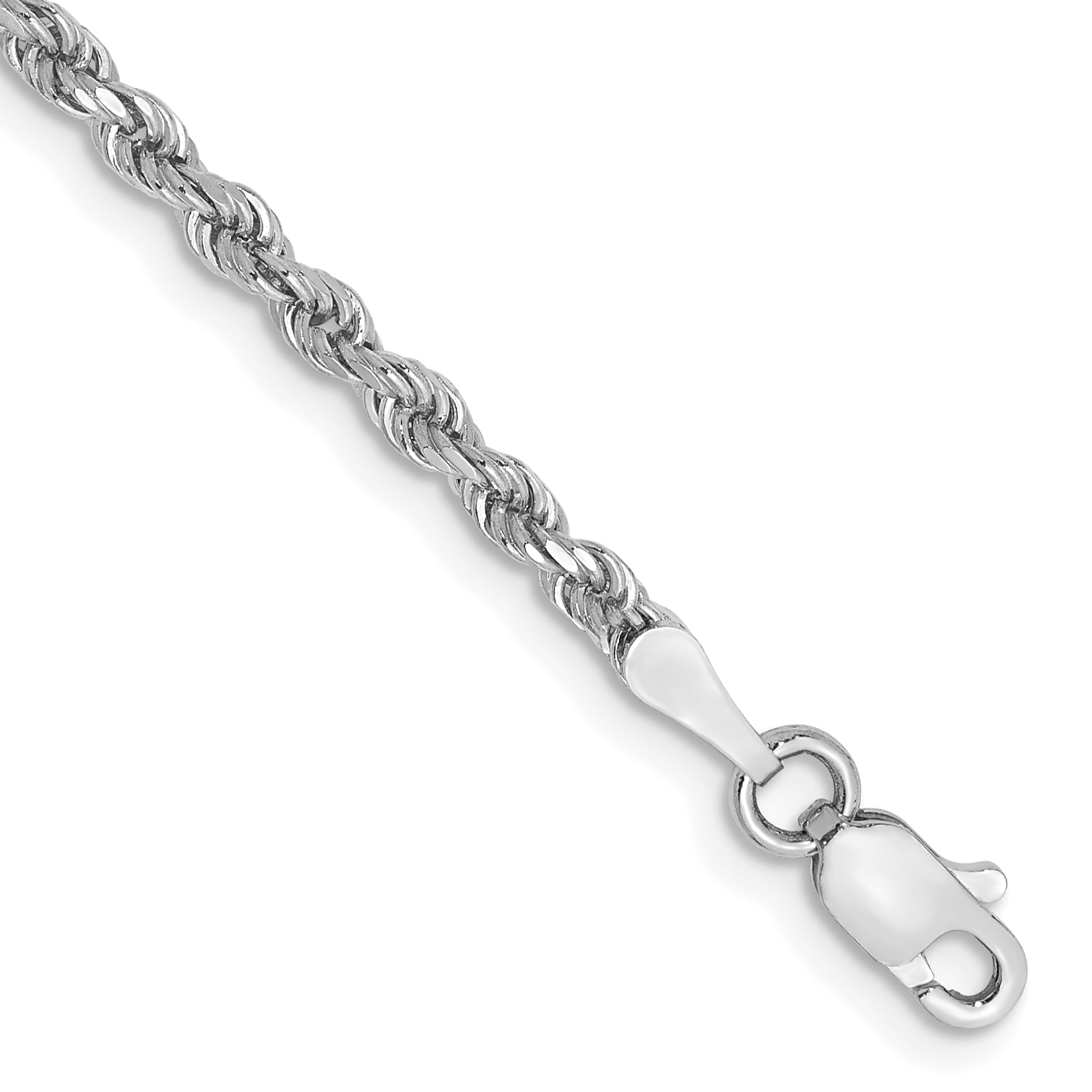 10k White Gold 2.25mm Diamond-cut Rope Chain (10K018W-8)