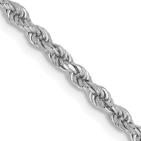 14K White Gold 2.25mm Diamond-cut Rope with Lobster Clasp Chain (per inch)