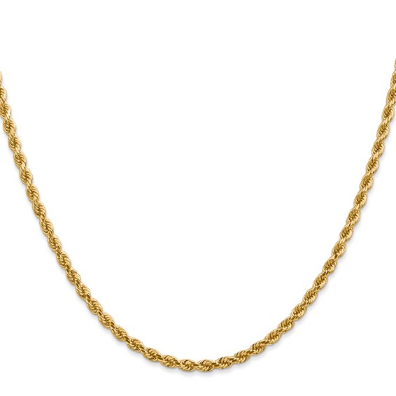 14K 2.75mm Diamond-cut Rope with Lobster Clasp Chain (per inch)