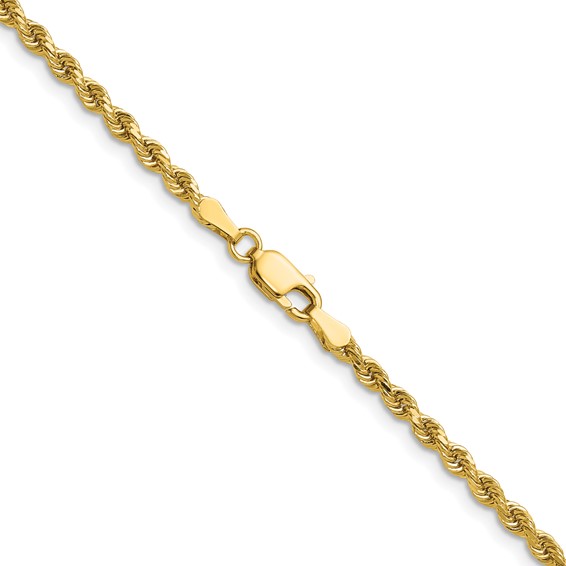14K 2.75mm Diamond-cut Rope with Lobster Clasp Chain (per inch)
