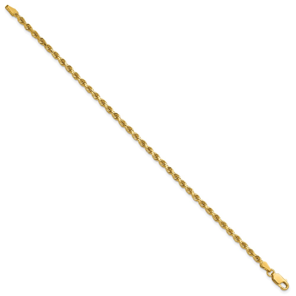14K 7 inch 2.75mm Diamond-cut Rope with Lobster Clasp Chain (021L-7)