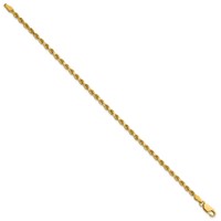 14K 2.75mm Yellow Gold Diamond-cut Rope Chain with Lobster Clasp, 7" view 2