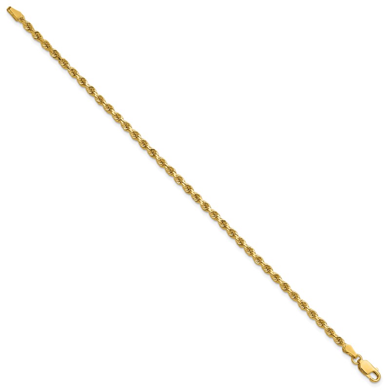 14K 9 inch 2.75mm Diamond-cut Rope with Lobster Clasp Chain
