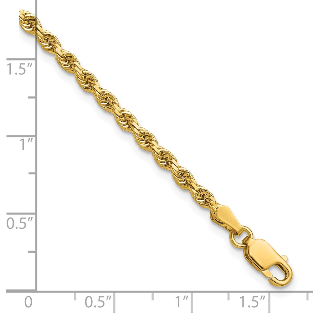 14K 7 inch 2.75mm Diamond-cut Rope with Lobster Clasp Chain (021L-7)