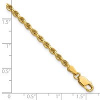 14K 2.75mm Yellow Gold Diamond-cut Rope Chain with Lobster Clasp, 7" view 3