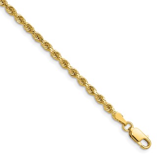14K 2.75mm Diamond-cut Rope with Lobster Clasp Chain (per inch)