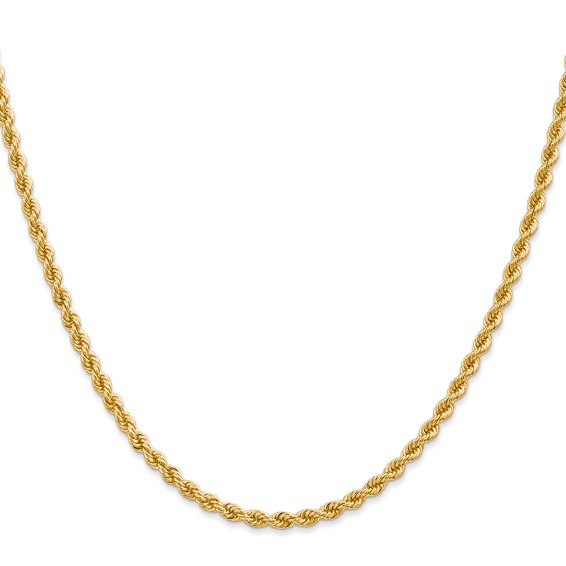 14K 2.75mm Regular Rope with Lobster Clasp Chain (per inch)