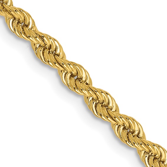 14K 2.75mm Regular Rope with Lobster Clasp Chain (per inch)