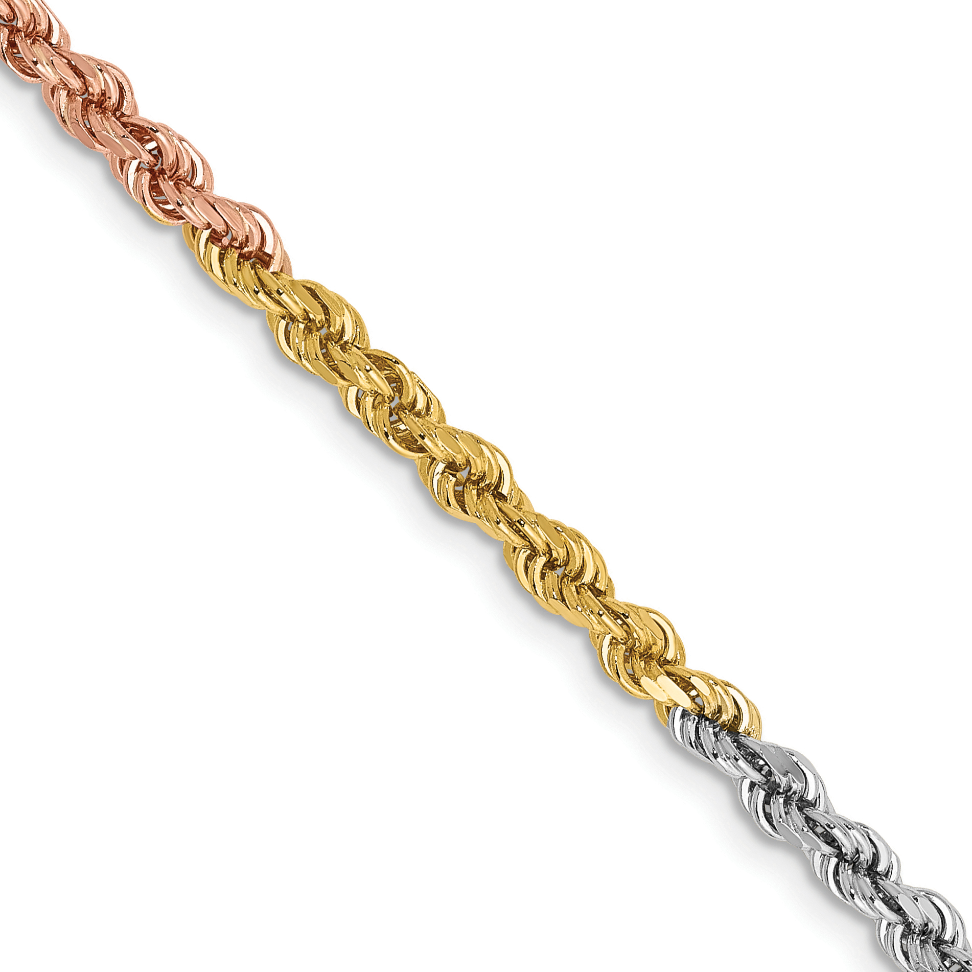 14k Tri-Color 2.9mm D/C Rope Chain (021TC-22)