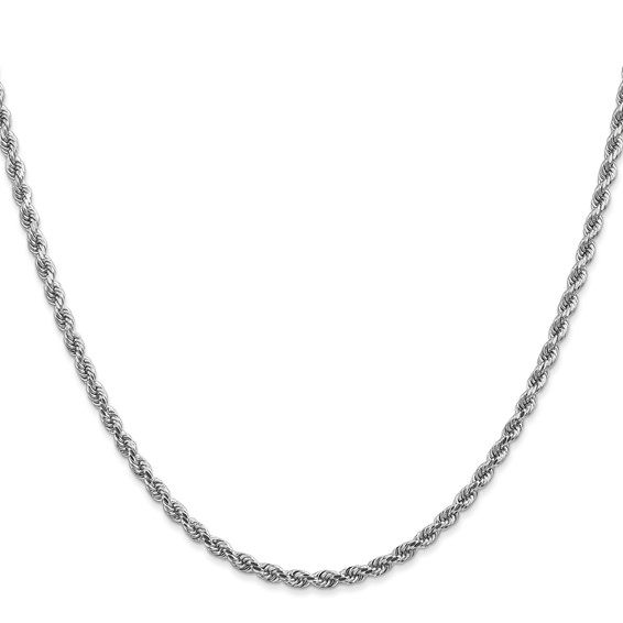 14K White Gold 2.75mm Diamond-cut Rope with Lobster Clasp Chain (per inch)