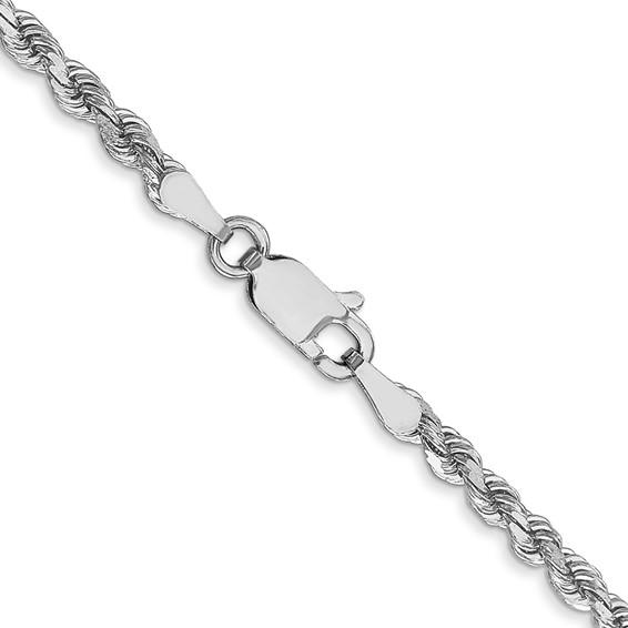 14K White Gold 2.75mm Diamond-cut Rope with Lobster Clasp Chain (per inch)