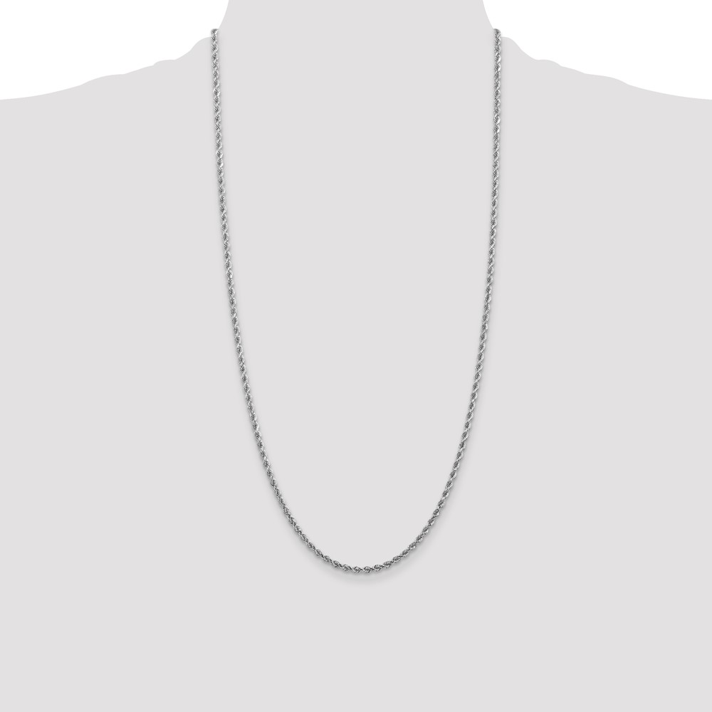 14K White Gold 28 inch 2.75mm Diamond-cut Rope with Lobster Clasp Chain (021W-28)