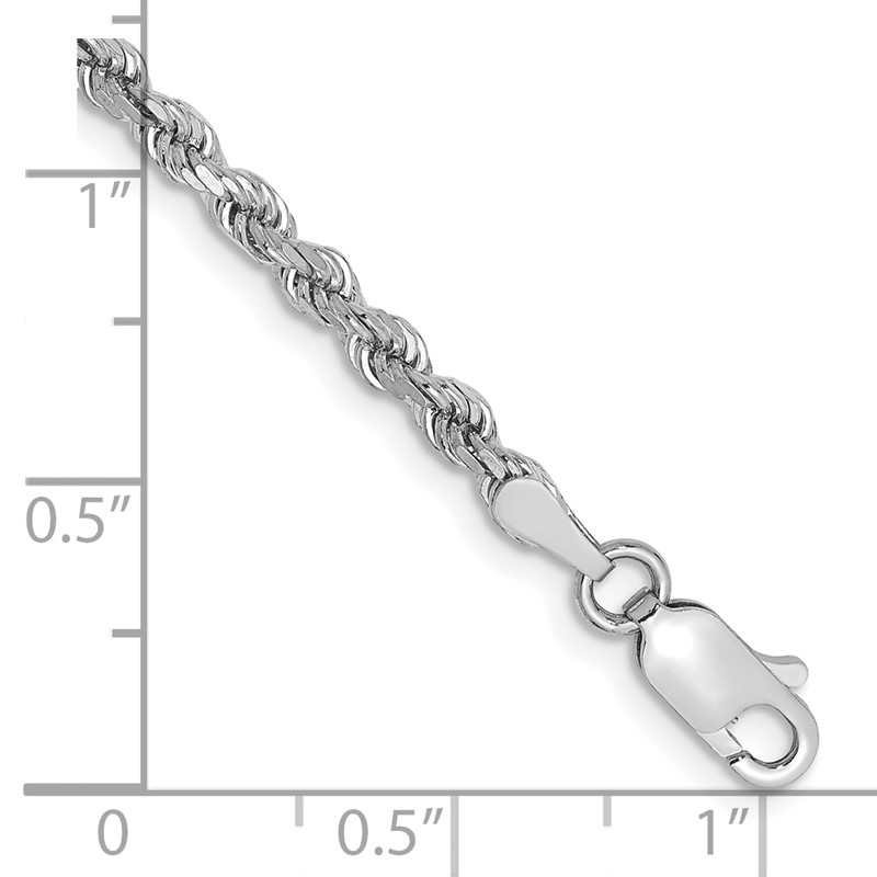 10k White Gold 2.75mm Diamond-cut Rope Chain