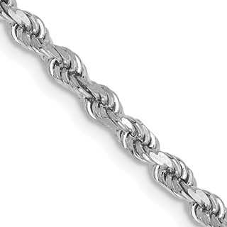 14K White Gold 2.75mm Diamond-cut Rope with Lobster Clasp Chain (per inch)