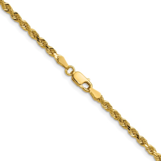 14K 3mm Diamond-cut Rope with Lobster Clasp Chain (per inch)