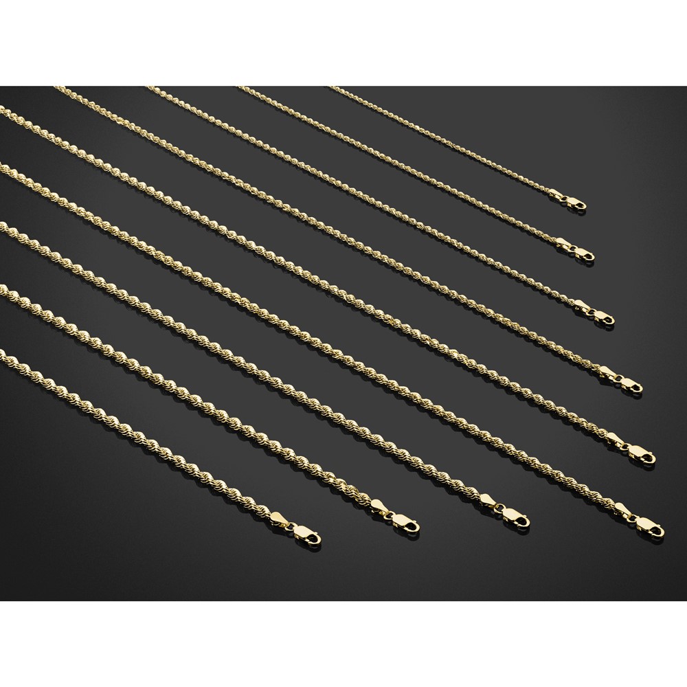 14K 24 inch 3mm Diamond-cut Rope with Lobster Clasp Chain (023L-24)