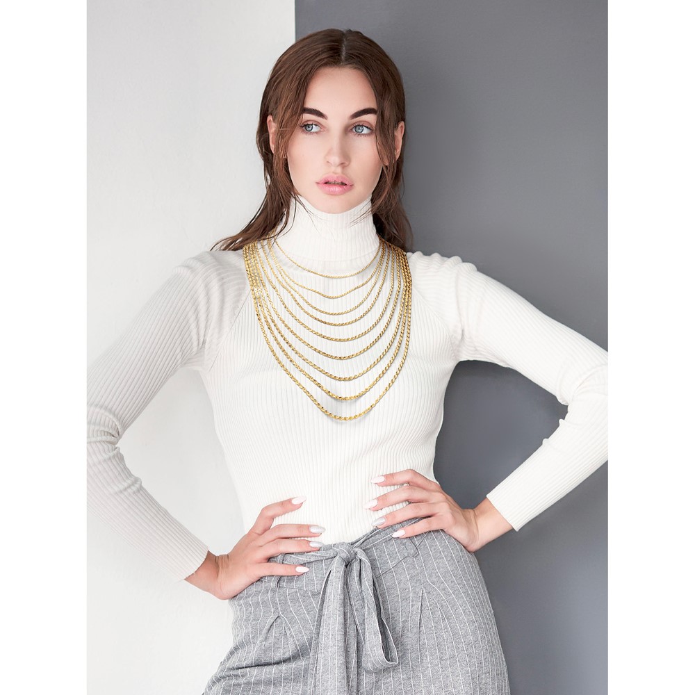 14K 24 inch 3mm Diamond-cut Rope with Lobster Clasp Chain (023L-24)
