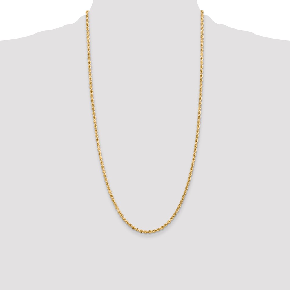 14K 28 inch 3mm Diamond-cut Rope with Lobster Clasp Chain (023L-28)