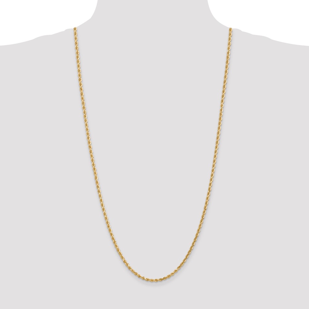 14K 30 inch 3mm Diamond-cut Rope with Lobster Clasp Chain (023L-30)