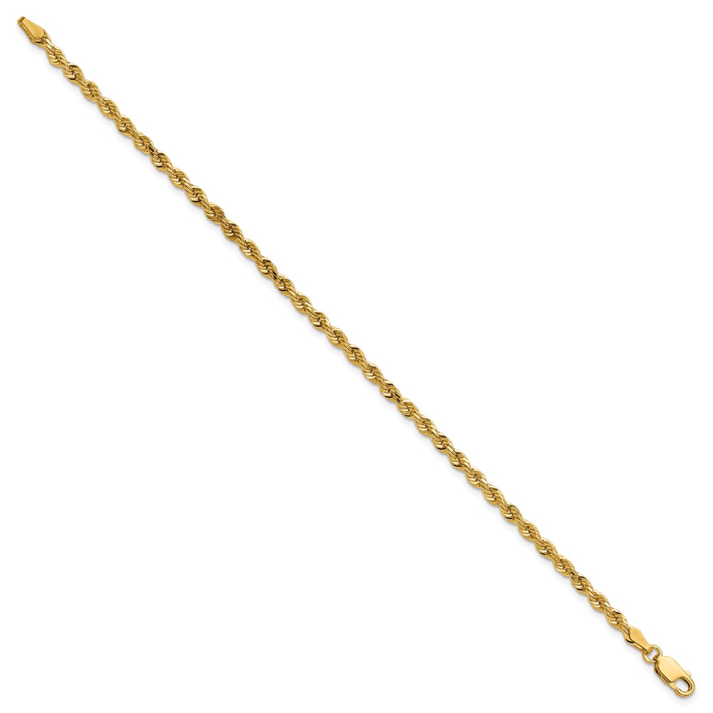 14K 7 inch 3mm Diamond-cut Rope with Lobster Clasp Chain (023L-7)