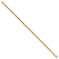 14K 3mm Yellow Gold Diamond-cut Rope Chain with Lobster Clasp, 7" view 2