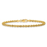 14K 3mm Yellow Gold Diamond-cut Rope Chain with Lobster Clasp, 7" view 4