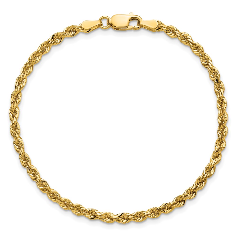 14K 7 inch 3mm Diamond-cut Rope with Lobster Clasp Chain (023L-7)