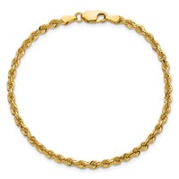14K 3mm Yellow Gold Diamond-cut Rope Chain with Lobster Clasp, 7" view 5