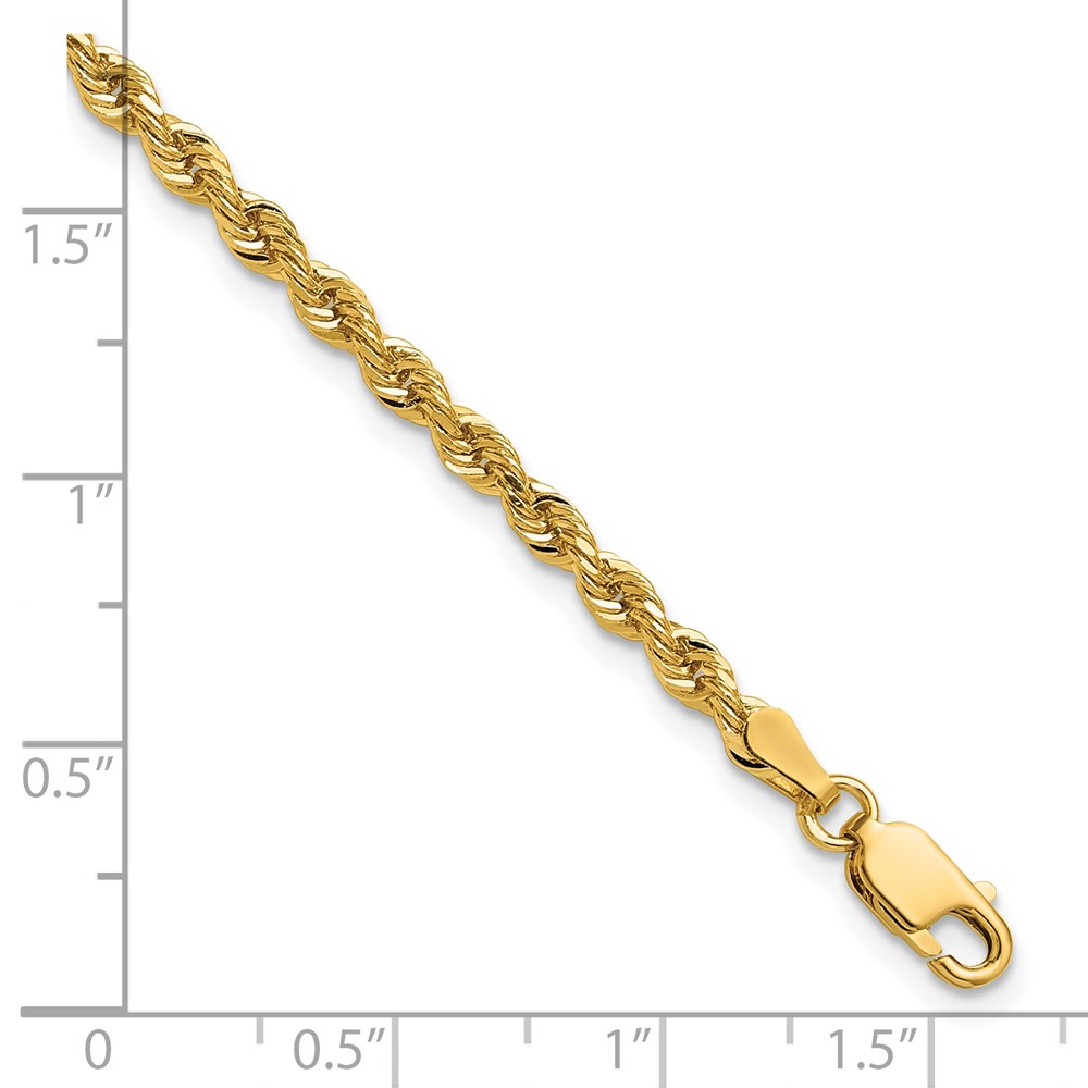 14K 7 inch 3mm Diamond-cut Rope with Lobster Clasp Chain (023L-7)