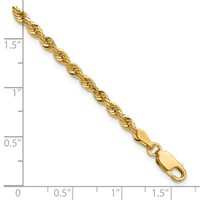 14K 3mm Yellow Gold Diamond-cut Rope Chain with Lobster Clasp, 7" view 3