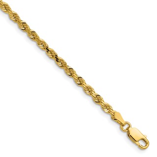14K 3mm Diamond-cut Rope with Lobster Clasp Chain (per inch)