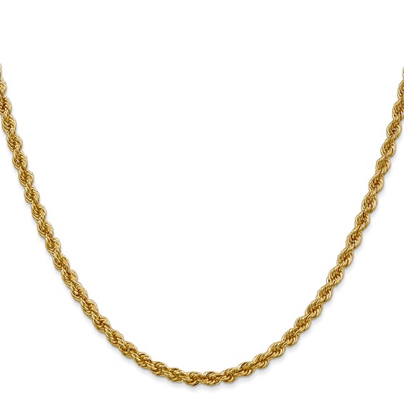 14K 3mm Regular Rope with Lobster Clasp Chain (per inch)