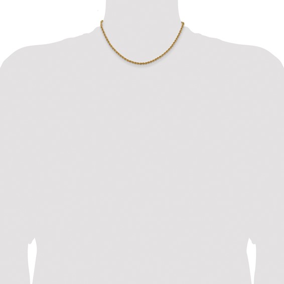 14K 3mm Regular Rope with Lobster Clasp Chain (per inch)