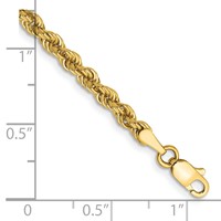 14K 3mm Yellow Gold Regular Rope Chain with Lobster Clasp - 7in view 2