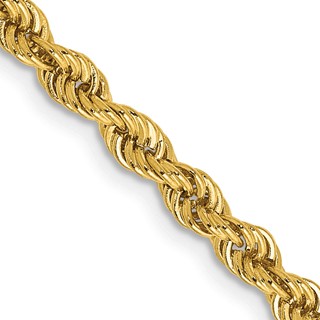14K 3mm Regular Rope with Lobster Clasp Chain (per inch)