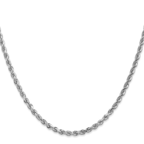 14K White Gold 3mm Diamond-cut Rope with Lobster Clasp Chain (per inch)