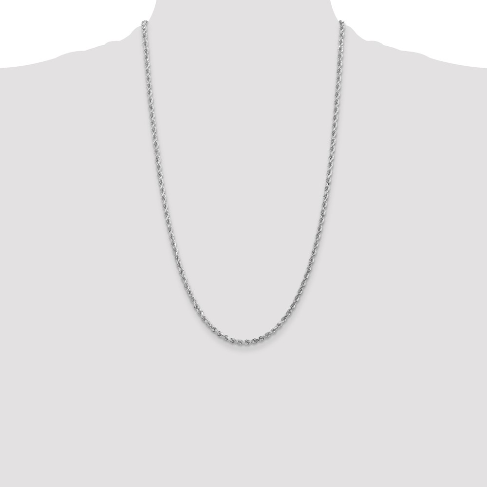 10k White Gold 3mm Diamond-cut Rope Chain (10K023W-26)