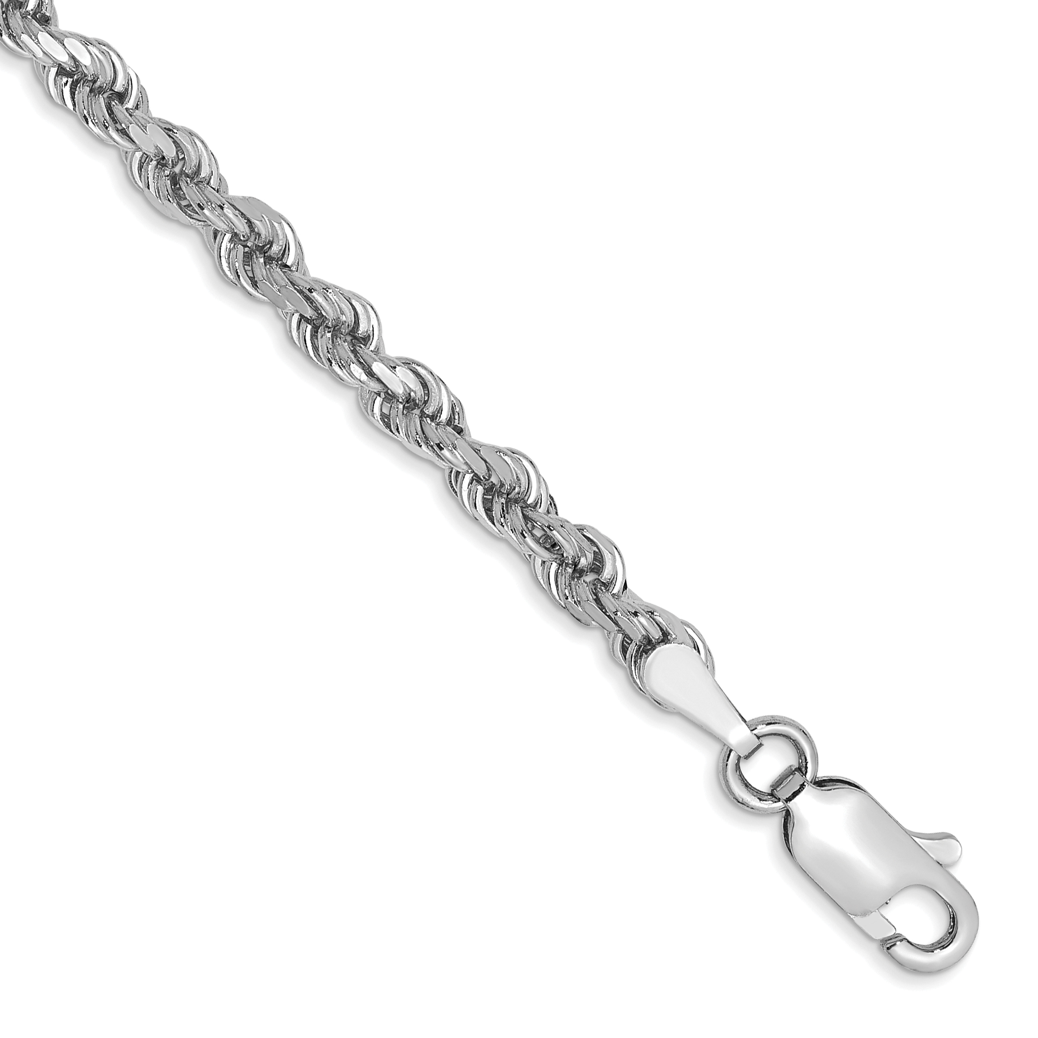 10k White Gold 3mm Diamond-cut Rope Chain (10K023W-7)