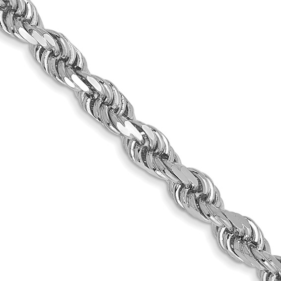 14K White Gold 3mm Diamond-cut Rope with Lobster Clasp Chain (per inch)