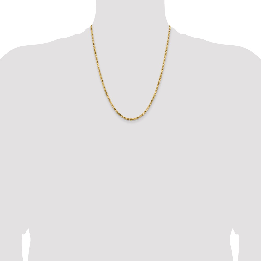 14K 22 inch 3.25mm Diamond-cut Rope with Lobster Clasp Chain (024L-22)