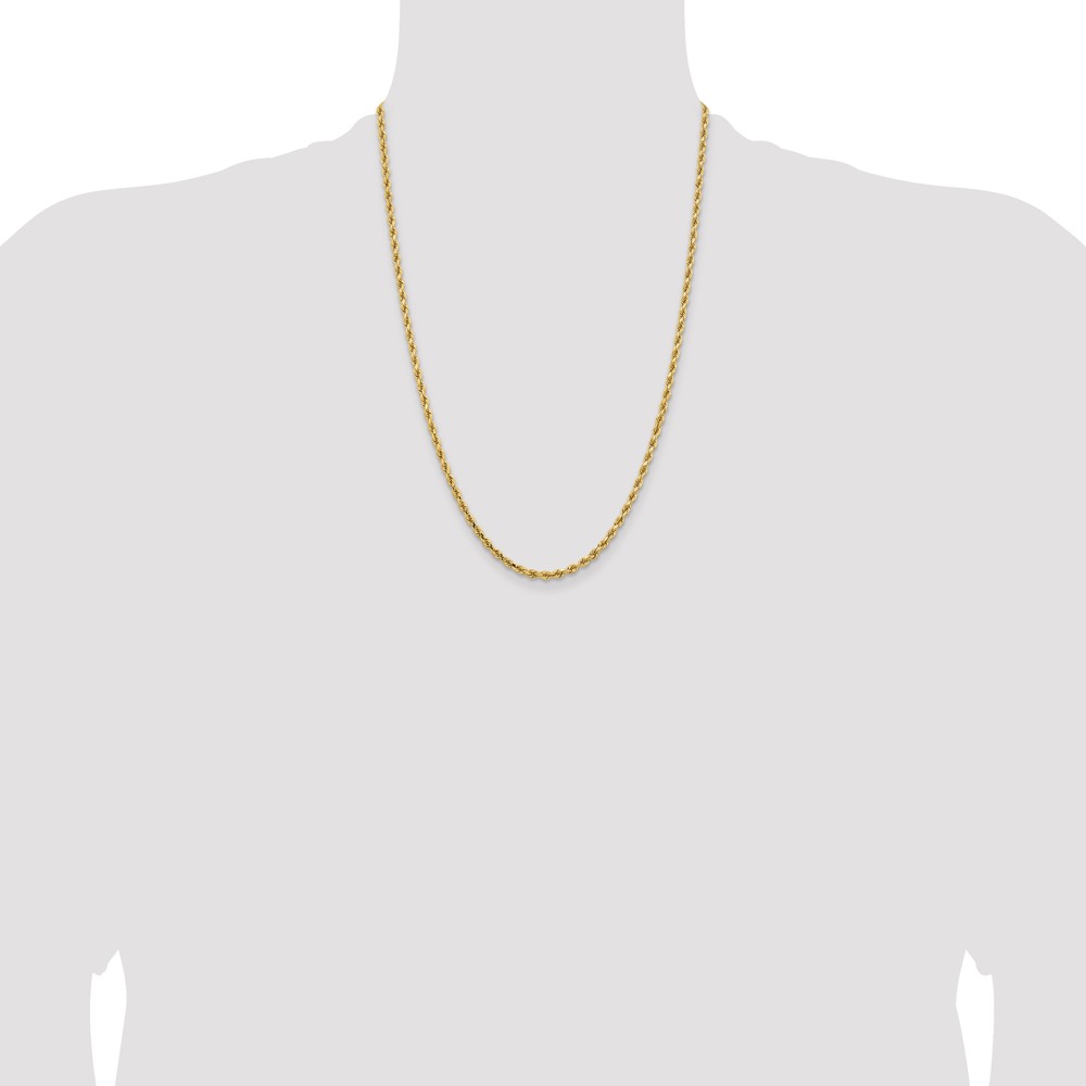 14K 24 inch 3.25mm Diamond-cut Rope with Lobster Clasp Chain (024L-24)